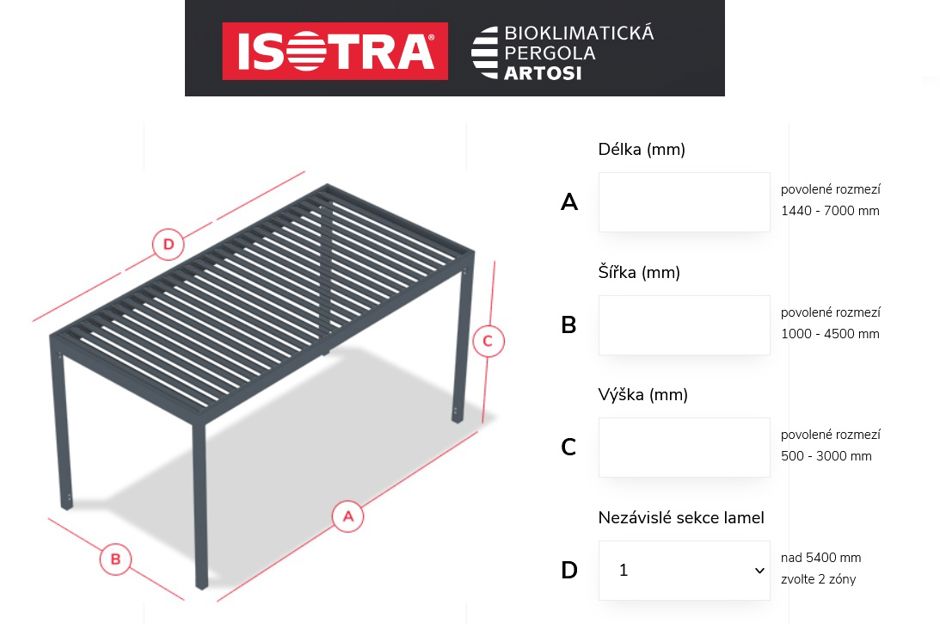 Mobilní aplikace ISOTRA pergola